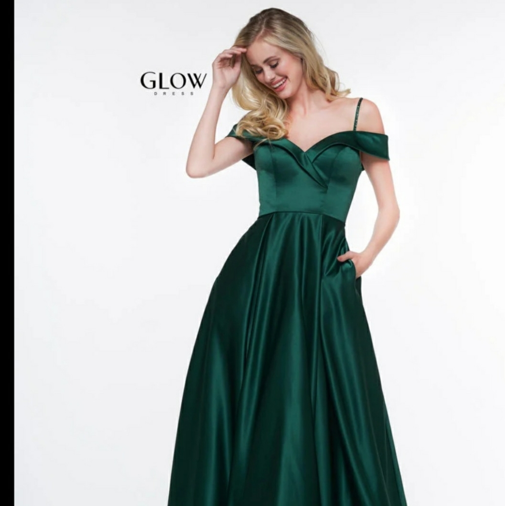 Long A-Line Satin Formal Evening Gown With Pockets